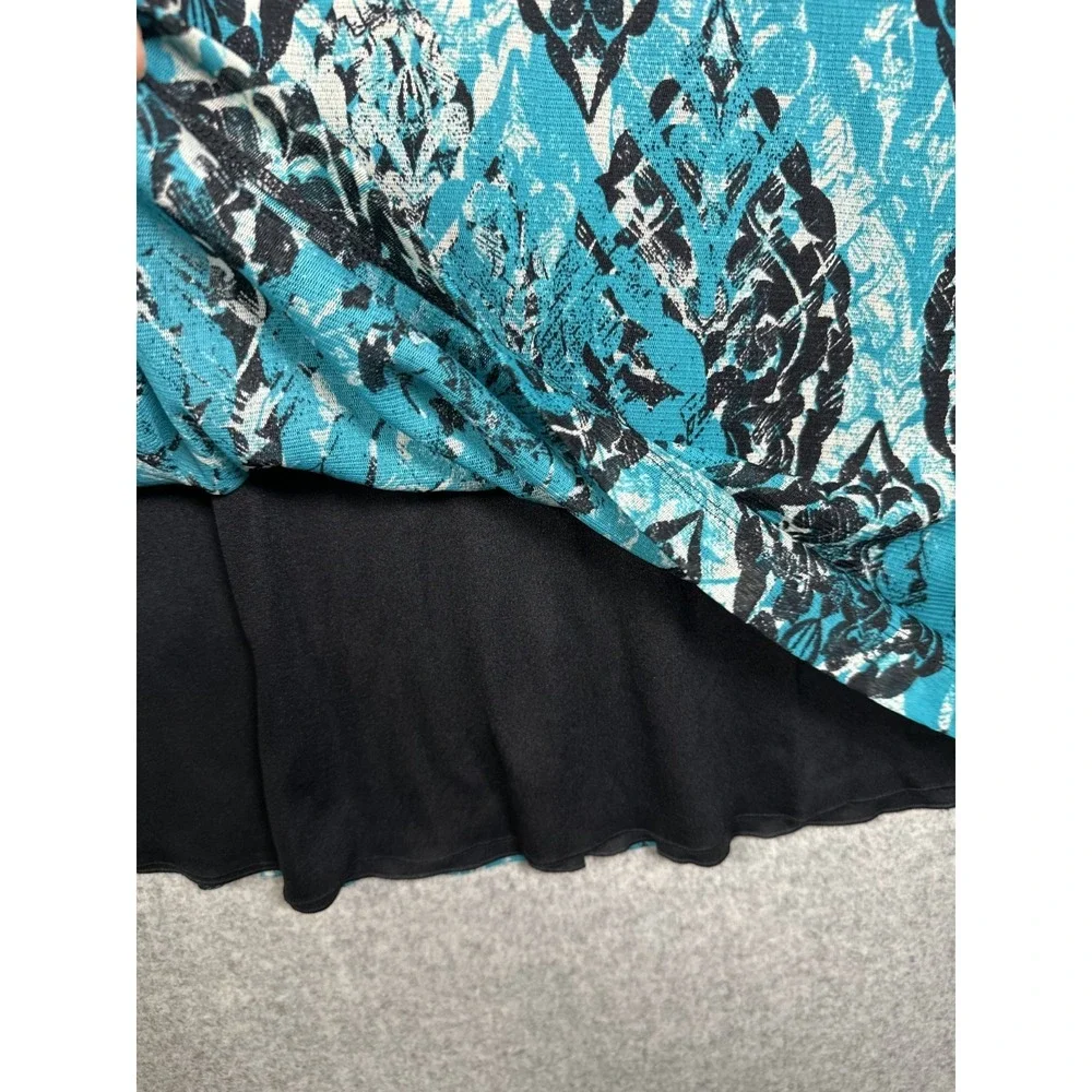 212 Collection Large Womens‎ Skirt A-line Blue Black Stretch Pull On Knee Lined